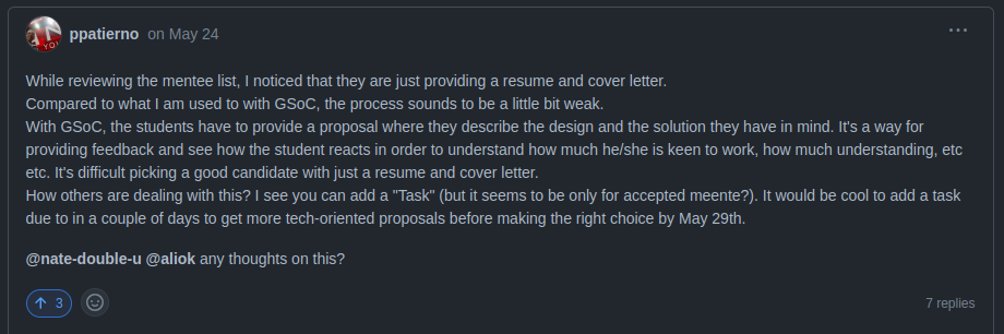 Mentor's GitHub comment
