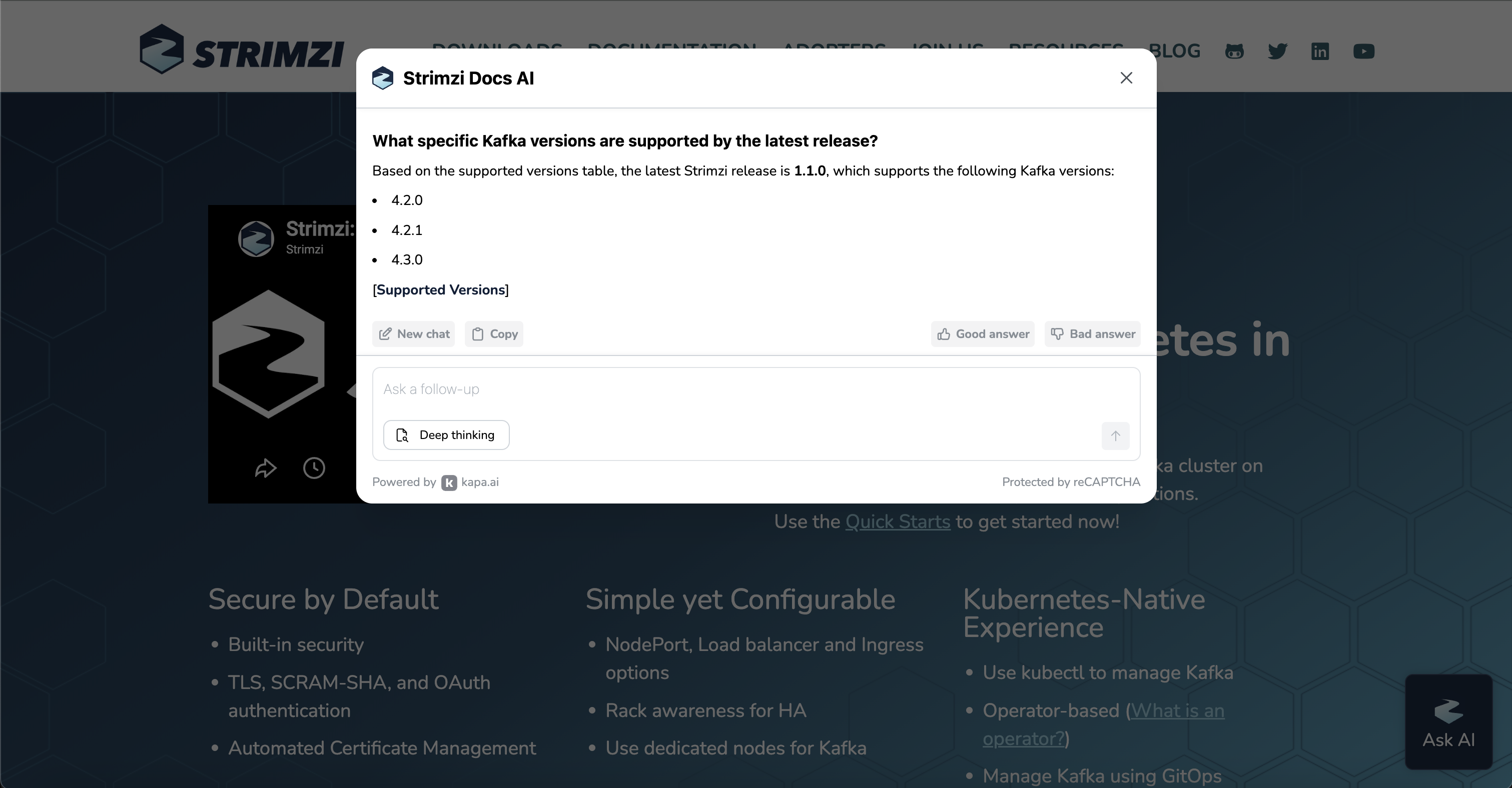 Kapa.ai chat window